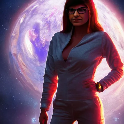 Prompt: hyperrealistic film full body still of mia khalifa in space, inspired by istvan sandorfi & greg rutkowski & unreal engine, perfect facial symmetry, dim volumetric cinematic lighting, 8 k octane comprehensive render, extremely hyper - detailed, incredibly lifelike attributes, intricate, real flesh texture, masterpiece, artstation, stunning,