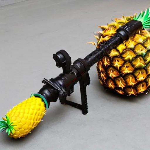 Prompt: product photo of a pineapple bazooka, highly detailed, balanced colors, cyberpunk