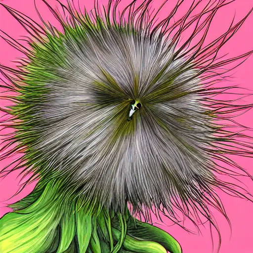 Image similar to A humanoid dandelion monster, highly detailed, digital art, sharp focus, trending on art station, plant, anime art style