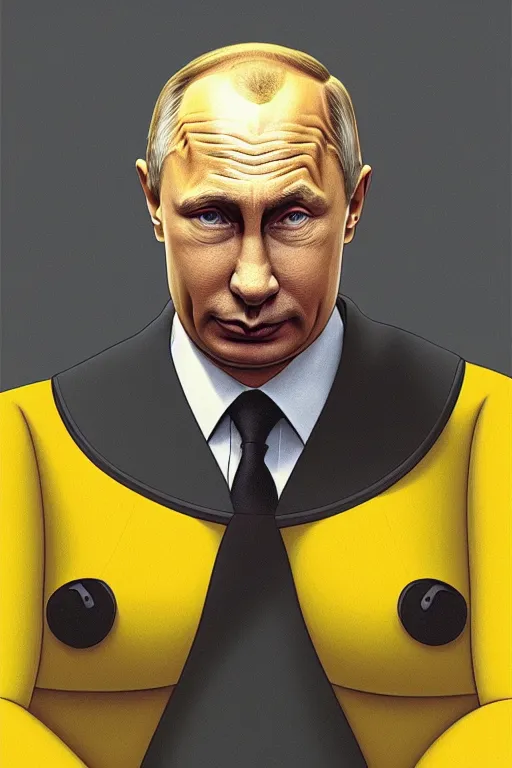 Image similar to vladimir putin as a yellow funny homer simpson, realistic portrait, symmetrical, highly detailed, digital painting, artstation, concept art, smooth, sharp focus, illustration, cinematic lighting, art by artgerm and greg rutkowski and alphonse mucha