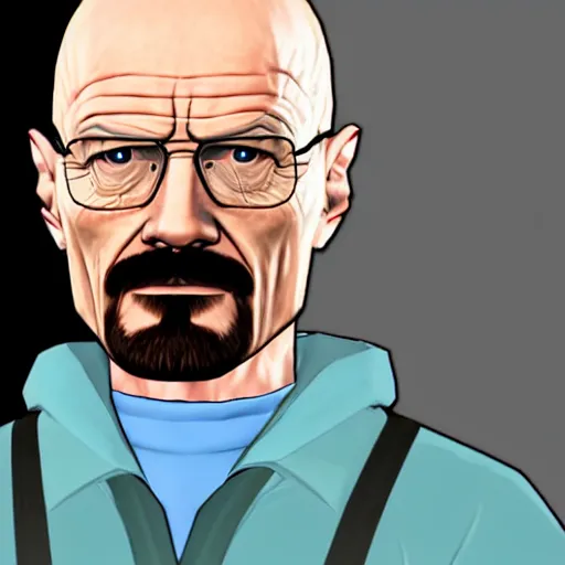 Prompt: walter white as a gta character