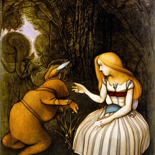 Image similar to alice in wonderland by leonardo da vinci