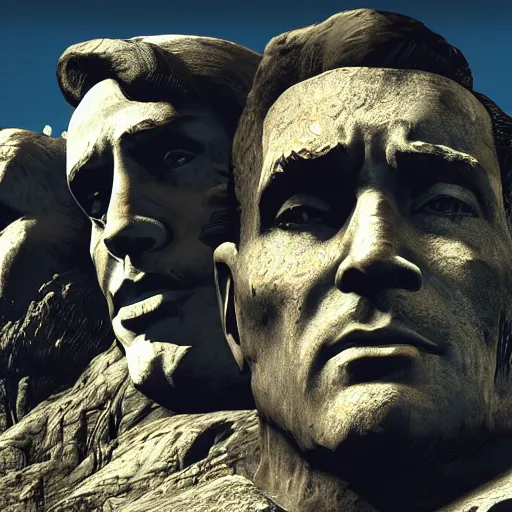 Image similar to mount rushmore in ruins post - nuclear war in fallout 4, in game screenshot