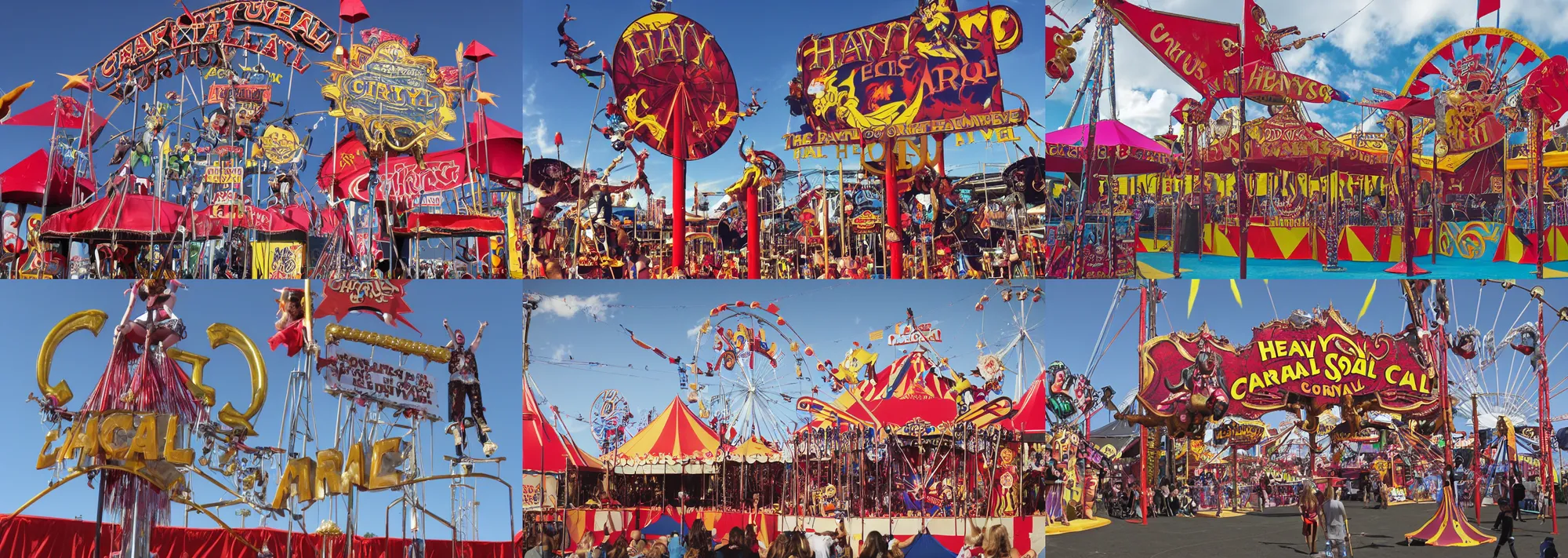 Prompt: heavy metal circus carnival signage