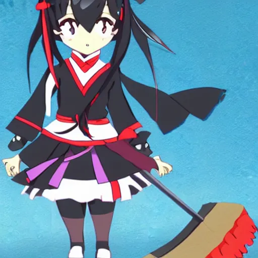 Image similar to cute anime ninja school girl in the style of katanagatari, dorodere, expressionless