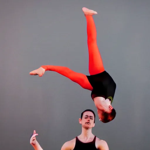 Image similar to acrobatic dance ensemble juggling rainbow fire