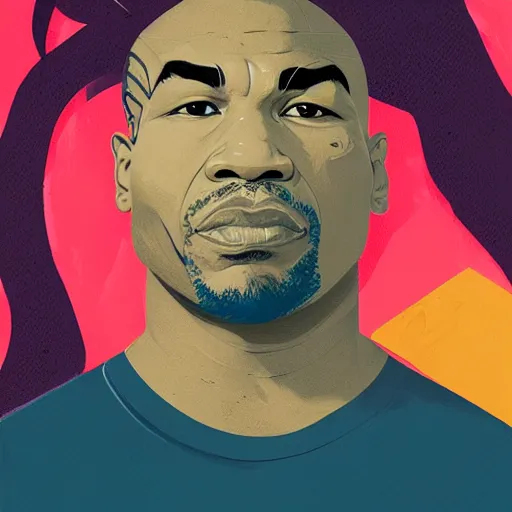 Prompt: mike tyson profile picture by Sachin Teng, asymmetrical, Organic Painting , Matte Painting, geometric shapes, hard edges, graffiti, street art:2 by Sachin Teng:4