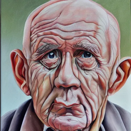 Prompt: a wrinkly painting of an extremely wrinkly old man