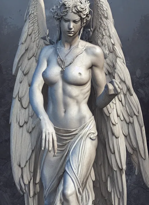 Image similar to digital _ painting _ of _ weeping angel statue _ by _ filipe _ pagliuso _ and _ justin _ gerard _ symmetric _ fantasy _ highly _ detailed _ realistic _ intricate _ port