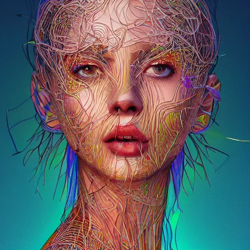 Image similar to the portrait of an unbelievably beautiful woman partially made of onions of all colors, an ultrafine detailed illustration by james jean, final fantasy, intricate linework, bright colors, behance contest winner, vanitas, angular, altermodern, unreal engine 5 highly rendered, global illumination, radiant light, detailed and intricate environment