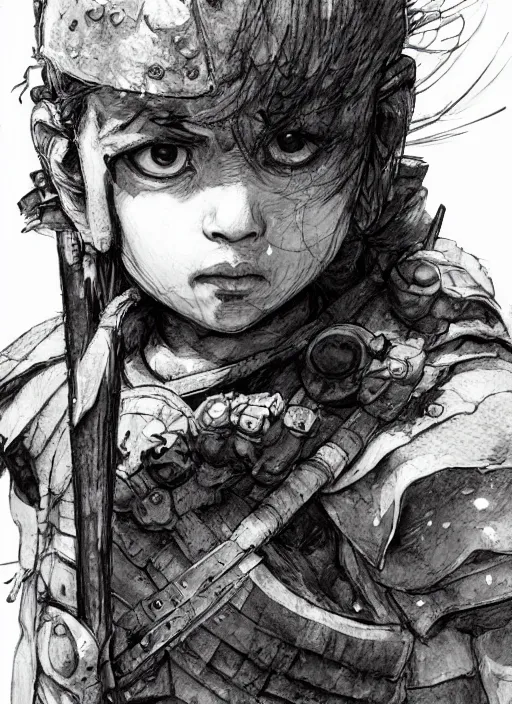 Image similar to portrait, A toddler barbarian, watercolor, dramatic lighting, cinematic, establishing shot, extremely high detail, foto realistic, cinematic lighting, pen and ink, intricate line drawings, by Yoshitaka Amano, Ruan Jia, Kentaro Miura, Artgerm, post processed, concept art, artstation, matte painting, style by eddie mendoza, raphael lacoste, alex ross