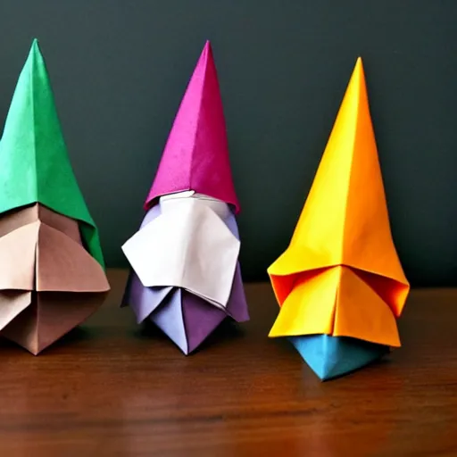 Prompt: origami gnomes