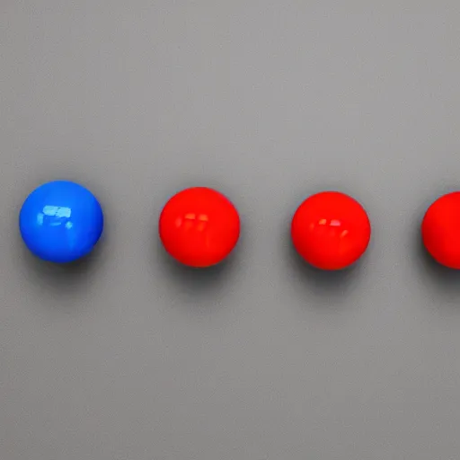 Prompt: red ball on the left, blue ball on the right