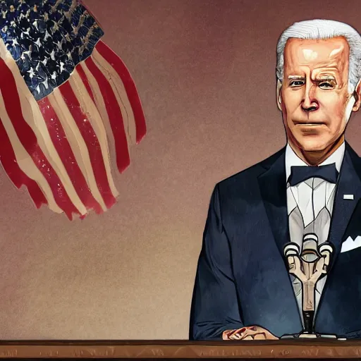 Prompt: a disco elysium portrait of Biden, highly detailed