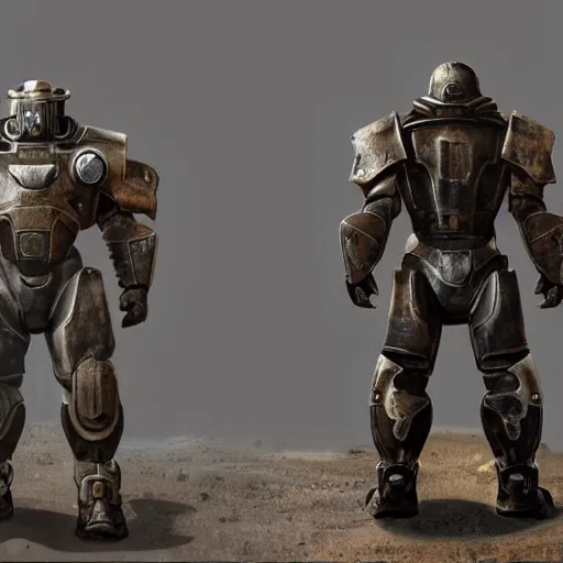 Image similar to fallout concept art power armor render ultra unreal engine 5