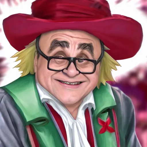 Image similar to screenshot of danny devito as a touhou character