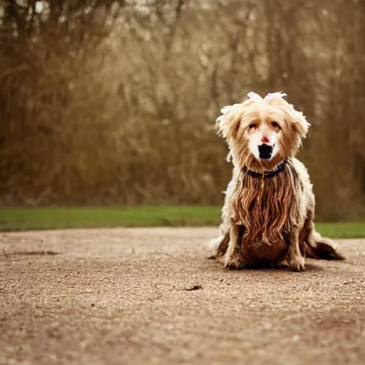 Image similar to cinematic portrait of philosophical strange funny dog