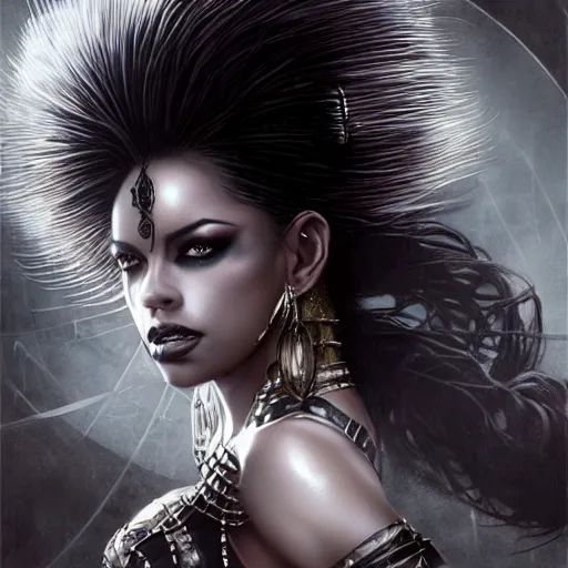 Image similar to aaliyah as queen of the damned, darkwave, darksynth, concept headshot art, sharp, digital matte painting, art by luis royo, greg rutkowski, wlop, dramatic lighting, trending on artstation