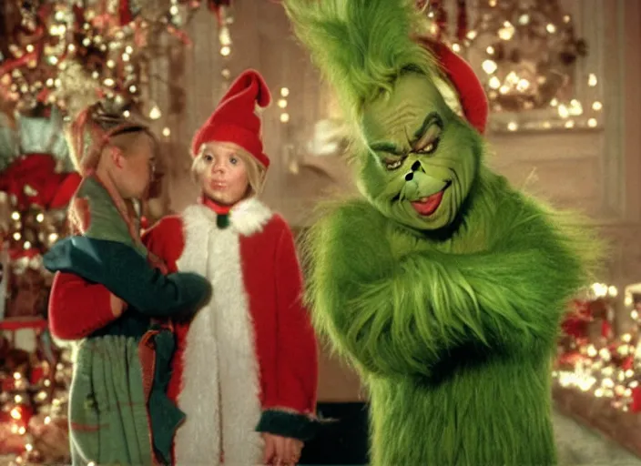 Prompt: a still from how the grinch stole hanukkah