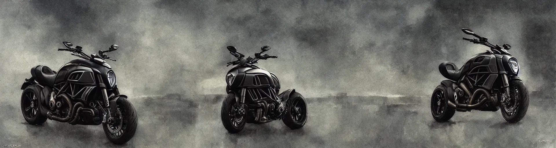 Image similar to ducati diavel. dark colors. menacing. haunting. frightening. trending on artstation. award winning. artgem. greg rutkowski. beksinski. extremely detailed. 4 k.