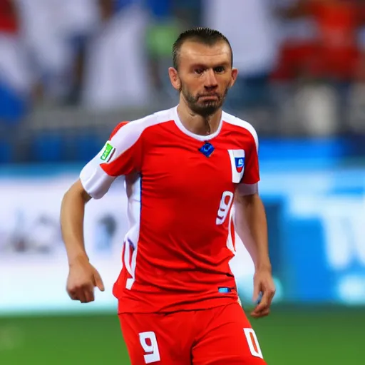 Image similar to slovakian man with the number 0 9 on his shirt goes to work in serbia