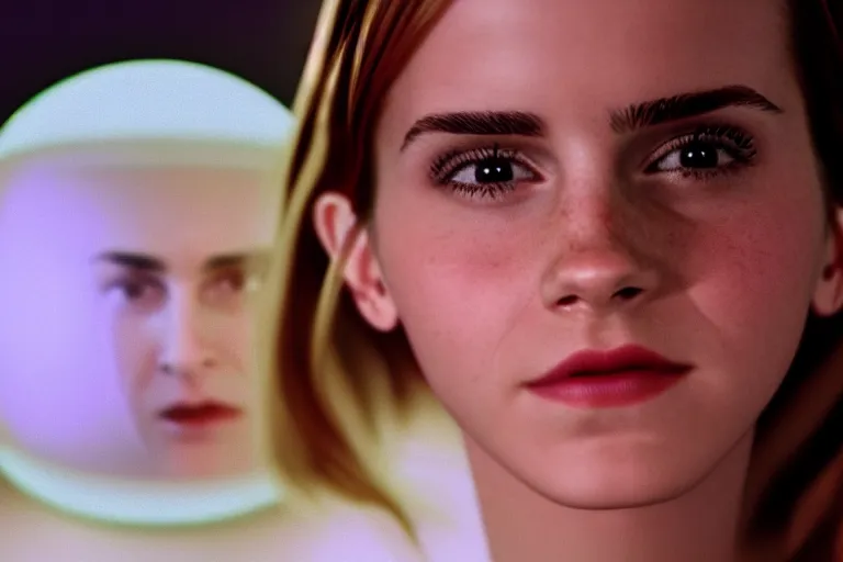 Prompt: a cinematic photograph of a lightbulb with emma watson face inside