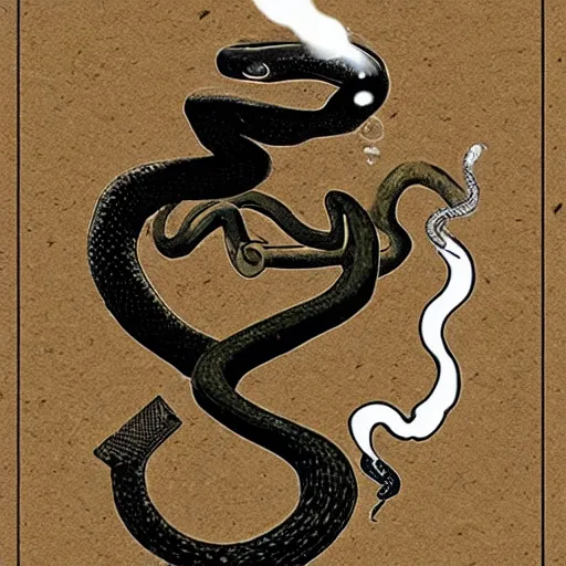 Prompt: snake smoking cigarette