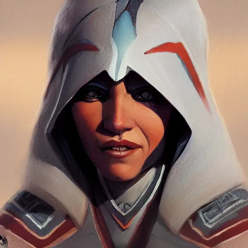 Image similar to portrait of a Ahsoka Tano by Greg Rutkowski, she is about 60 years old, wearing white robes, Star Wars Expanded Universe, highly detailed portrait, digital painting, artstation, concept art, smooth, sharp foccus ilustration, Artstation HQ