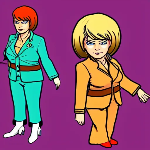 Prompt: a JoJos Bizzarre Adventure character looking like angela merkel, color scheme