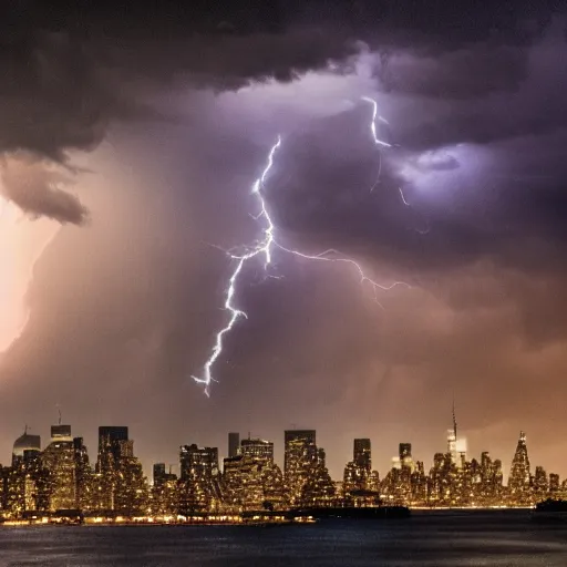 Prompt: tardigrade attacking new york, dramatic lightning, golden hour, cinematic