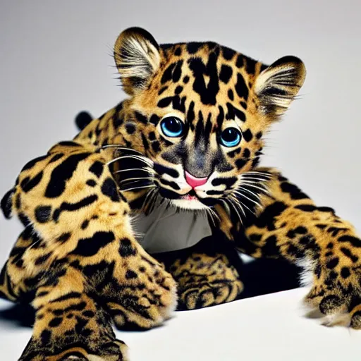 Image similar to cute teenage anthropomorphic clouded leopard wearing a form - fitting space suit