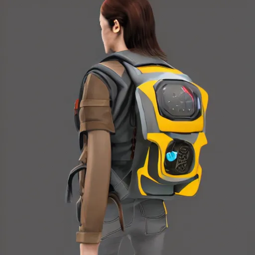 Image similar to modular game item, futuristic computer backpack, very realistic , artstation, concept art , game art, high quality,