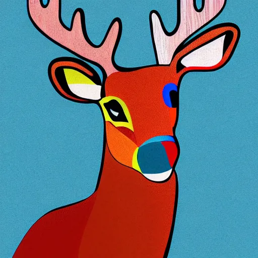 Image similar to cubist portrait of a deer digital art