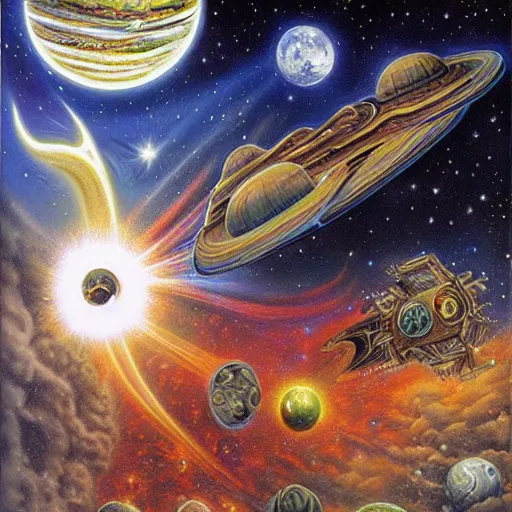 Prompt: Liminal space in outer space by Jeff Easley