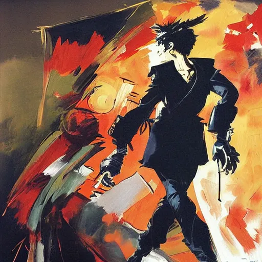 Image similar to corto maltese in jojo pose, oil on canvas by dave mckean and yoji shinkawa