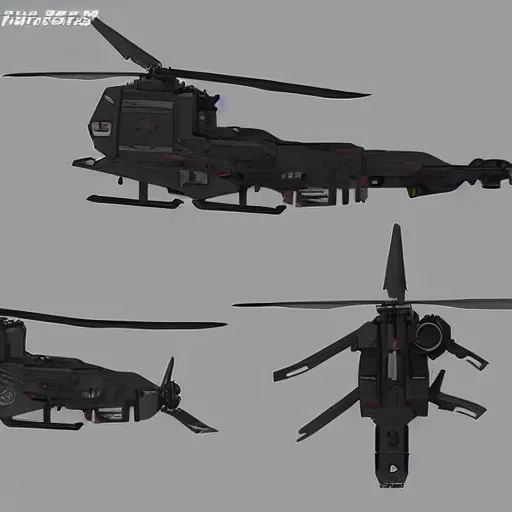 Image similar to futuristic military attack helicopter concept art