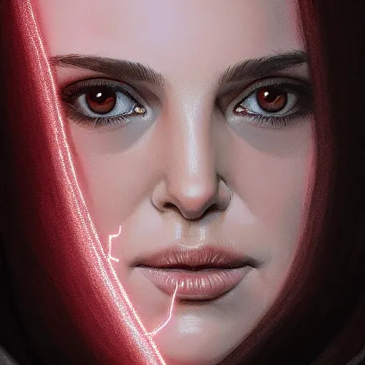 Prompt: natalie portman, three - quarter view, female, jedi master, wearing the traditional jedi robe, beautiful and uniquely odd looking, detailed symmetrical close up portrait, intricate complexity, in the style of artgerm and ilya kuvshinov, magic the gathering, star wars art,