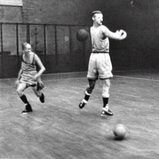 Prompt: hitler playing basketball, realistic, detailed