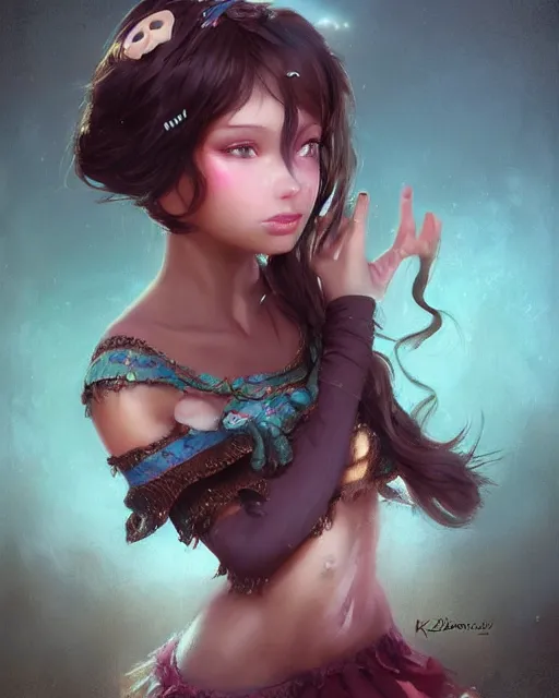 Prompt: a ( girl as personification of chocolate cupcake ), beauty portrait, fantasy bakery, digital art by krenz cushart, laurie greasly, wlop, artgerm, intricate, highly detailed, sharp focus, smooth, epic composition, joyful, unreal engine