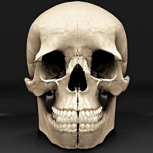 Image similar to real human skull with circluar digital eyes