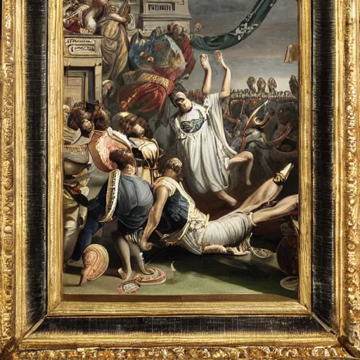 Prompt: the assassination of julius caesar during the super bowl, highly detailed victorian art - 9