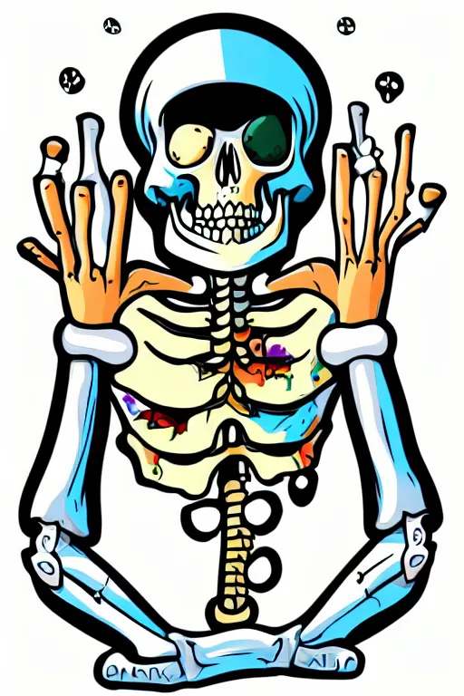 Image similar to Drug addict skeleton, sticker, andromorphic, colorful, illustration, highly detailed, simple, smooth and clean vector curves, no jagged lines, vector art, smooth