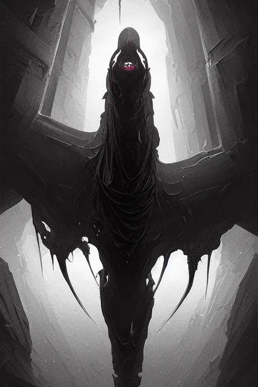 Image similar to professional concept art of a symmetrical ominous floating terrifying object in a dark room by artgerm and greg rutkowski ( thin white border ). an intricate, elegant, highly detailed digital painting, concept art, smooth, sharp focus, illustration, in the style of cam sykes, wayne barlowe, igor kieryluk.