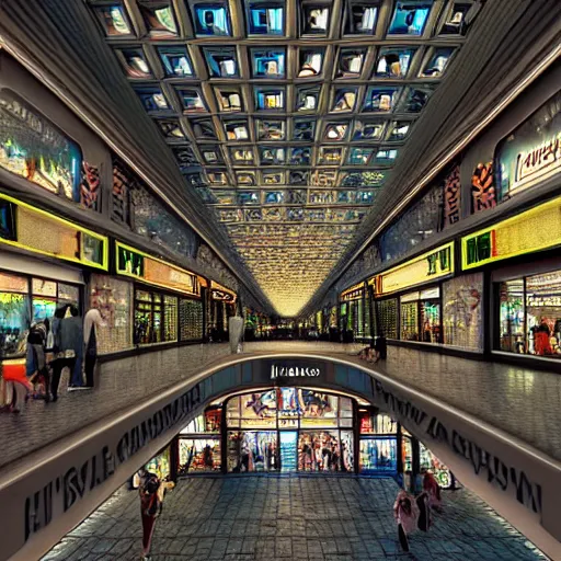 Image similar to hyperrealism photography computer simulation visualisation of parallel universe mall in surreal scene from art house movie from unreal setting by caravaggio rendered in mandelbulb 4 d