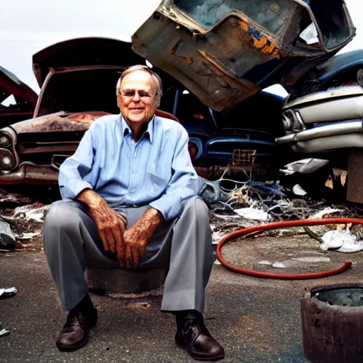 Image similar to donald rumsfeld as a junk yard cat, photo, detailed, 4 k
