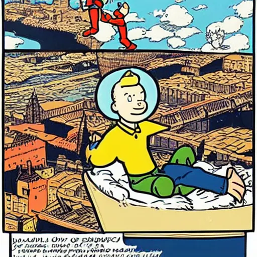 Prompt: the adventure of tintin, by herge