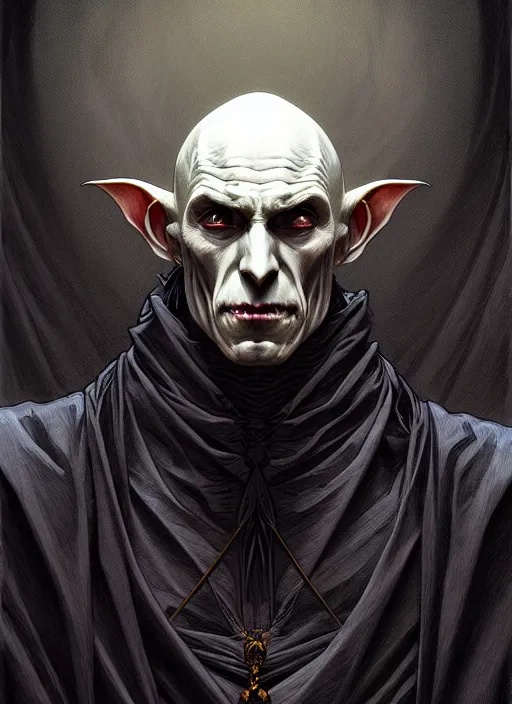 Image similar to symmetry!! portrait of nosferatu, intricate, elegant, highly detailed, digital painting, artstation, concept art, smooth, sharp focus, illustration, art by artgerm and greg rutkowski and alphonse mucha