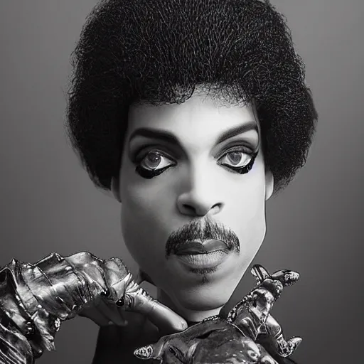 Prompt: amazing award winning portrait photo of prince the artist, very detailed