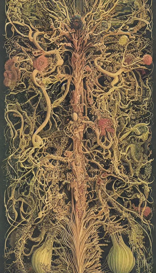 Prompt: life and death mixing together, by ernst haeckel