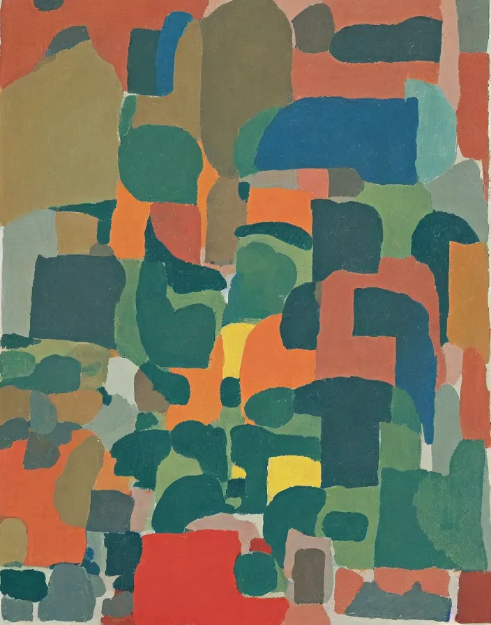 Image similar to a portrait of a character in a scenic environment by Etel Adnan